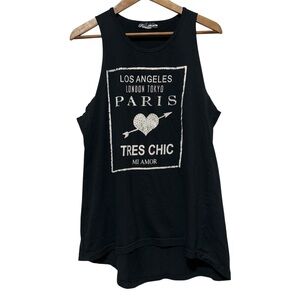 Y2K PARADISO | Paris Graphic High-Low Tank | Coquette Soft Grunge Chic